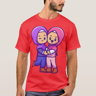 Camiseta Chica de pareja Moslem celebrando el Personalizado