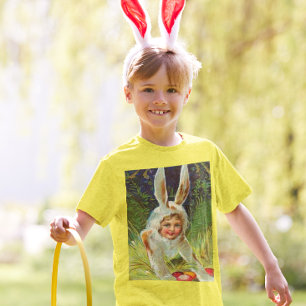 Camiseta Chica de Pascua en niños con traje de conejo
