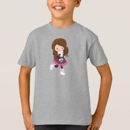 Camiseta Chica de patinaje sobre hielo, Chica lindo, pelo m