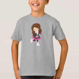 Camiseta Chica de patinaje sobre hielo, Chica lindo, pelo m