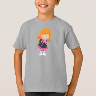 Camiseta Chica de patinaje sobre hielo, Chica lindo, pelo N