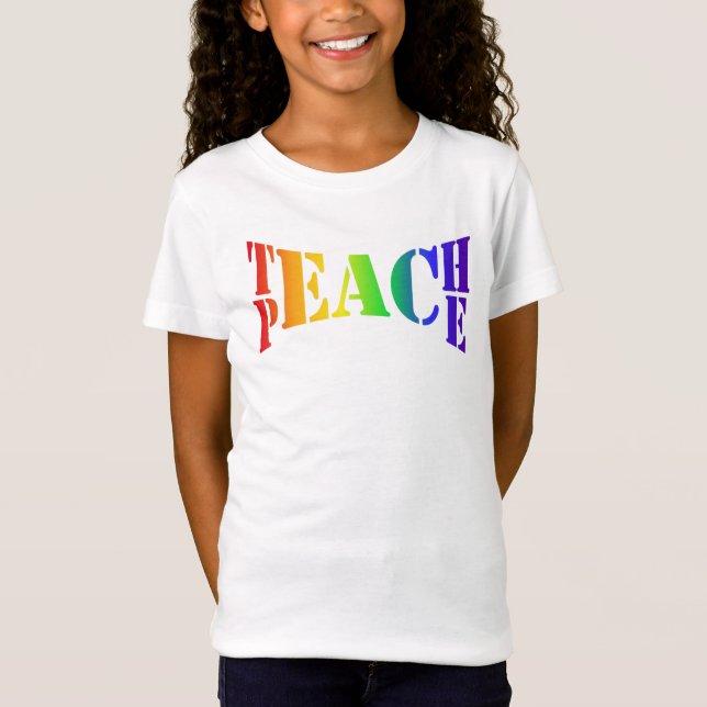 Camiseta Chica de paz de enseñanza del arcoiris (Anverso)