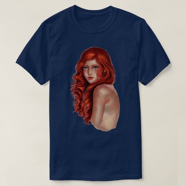 Camiseta Chica de pelo rojo joven (Diseño del anverso)
