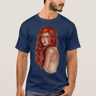 Camiseta Chica de pelo rojo joven