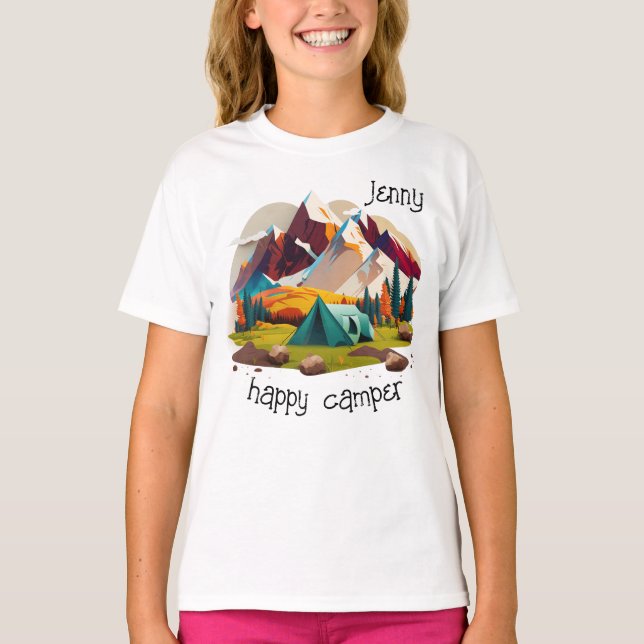 Camiseta chica de Personalizable 'feliz camper' (Anverso)
