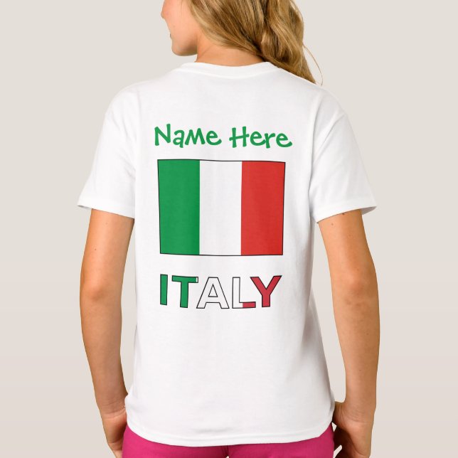 Camiseta Chica de Personalización Verde de la Bandera Itali (Reverso)