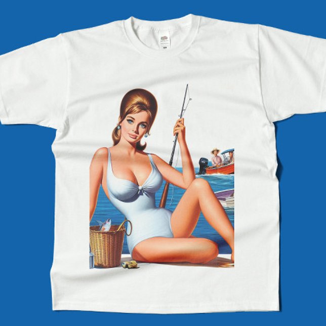 Camiseta Chica de pesca retro (Subido por el creador)