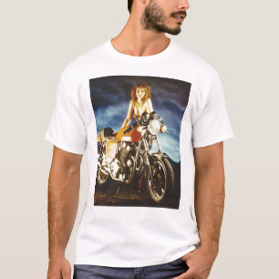 Camiseta Chica de pin-up de motocicleta