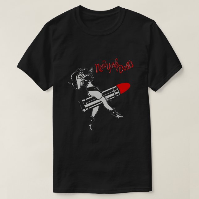 Camiseta Chica de pintalabios y vacas (rojos) de muñecas de (Diseño del anverso)