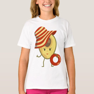 Camiseta Chica de playa de aguacate con gorra solar y anill