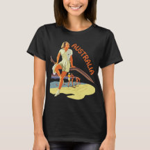 Chica de playa de Australia Retro Viajes