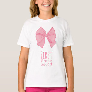 Camiseta Chica de primer grado Squad Pink Bow