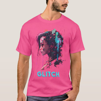 Camiseta Chica de Punk de ciencia ficción Glitch Pixel Art 
