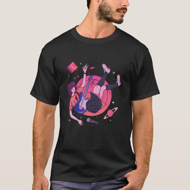 Camiseta Chica de rock anime japonés - guitarra estética ja (Anverso)