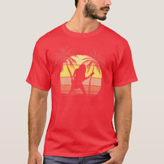 Camiseta Chica de rock de guitarra atardecer de verano 80s
