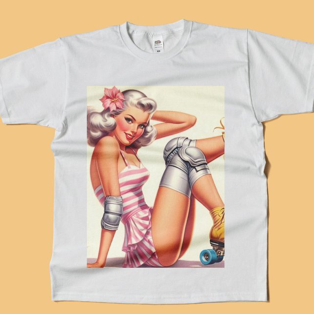 Camiseta Chica de rodillos retro (Subido por el creador)