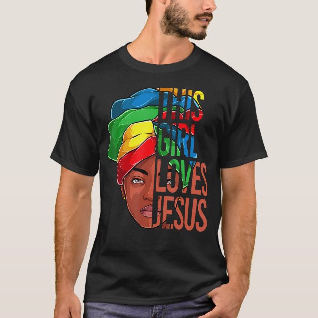 Camiseta Chica de ropa afroamericano ama a Jesus Christia (Anverso)