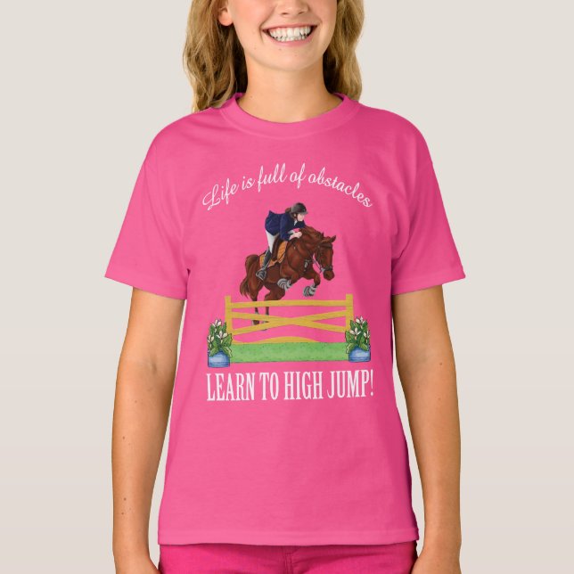 Camiseta Chica de SALTO INGLÉS ECUESTRE del CABALLO Y del (Anverso)