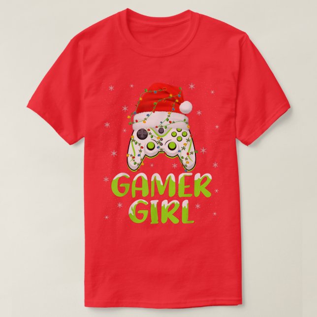 Camiseta Chica de Santa Gamer Xmas Iluminación Divertido vi (Diseño del anverso)