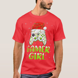 Camiseta Chica de Santa Gamer Xmas Iluminación Divertido vi