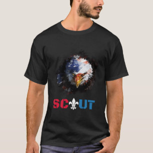 Camiseta Chica de Scout Patriótico Detrás De La Bandera De