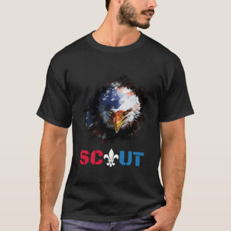 Camiseta Chica de Scout Patriótico Detrás De La Bandera De 