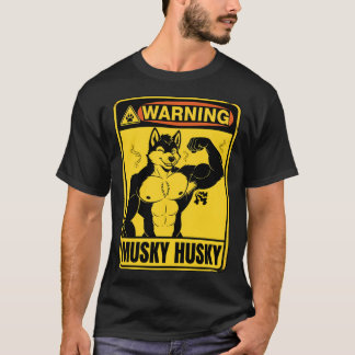 Camiseta Chica de señal de advertencia antropomórfica husky