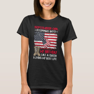 Camiseta Chica De Septiembre Parándose Como Una Bandera Rei