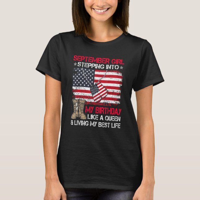 Camiseta Chica De Septiembre Parándose Como Una Bandera Rei (Anverso)