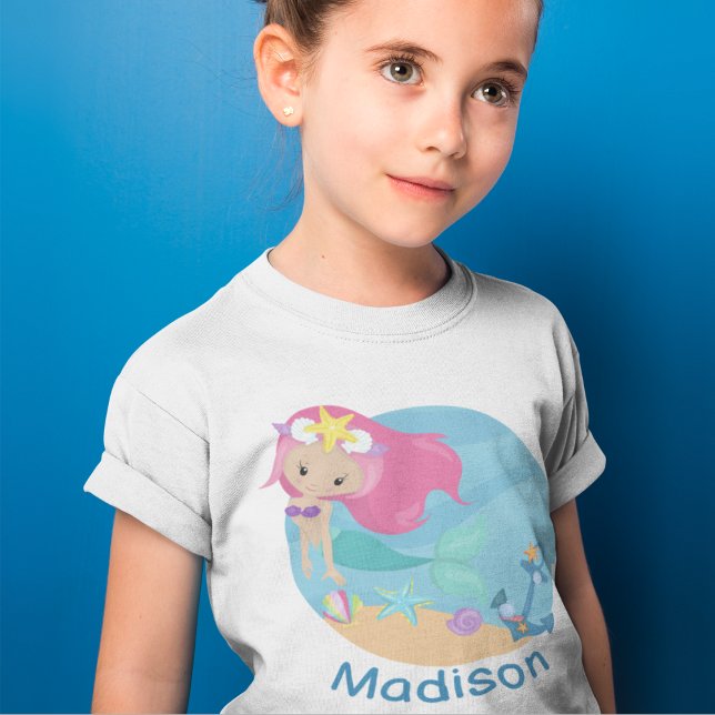 Camiseta Chica de Sirena Cuta Personalizado de fiesta de cu (Subido por el creador)