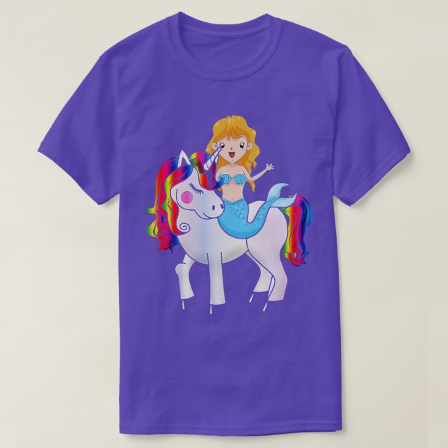 Camiseta Chica de sirvientas montando arcoiris de unicornio (Diseño del anverso)