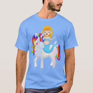 Camiseta Chica de sirvientas montando arcoiris de unicornio