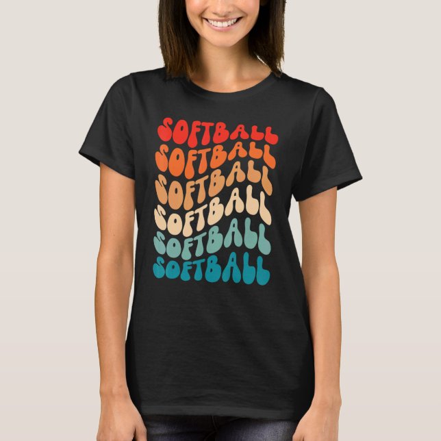 Camiseta Chica de softbol Groovy Retro Hippie Boho V de los (Anverso)