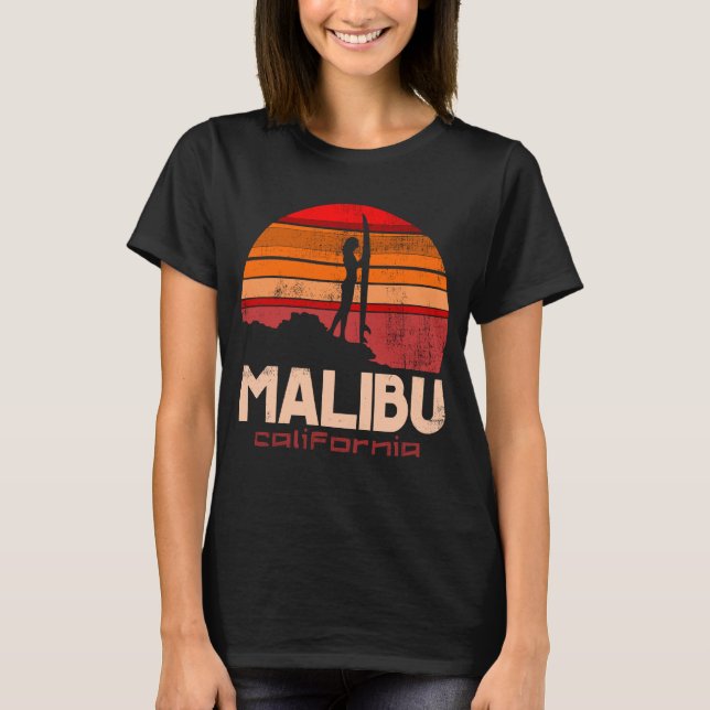Camiseta Chica de surf Malibu Beach Sunset (Anverso)