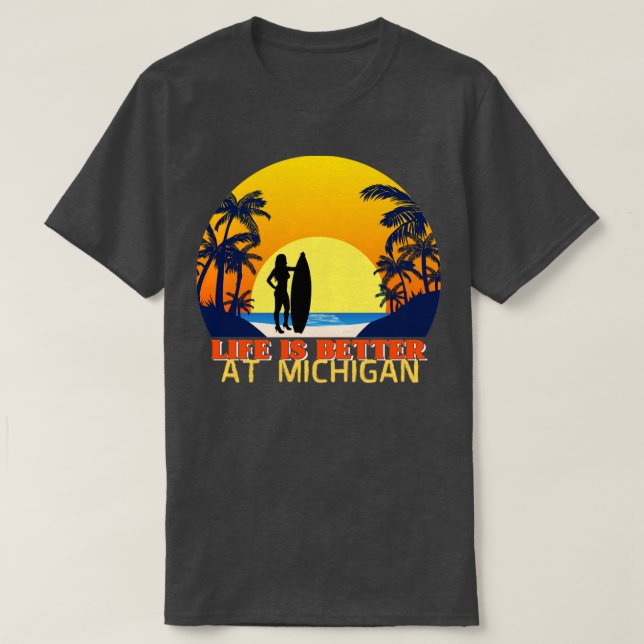 Camiseta Chica de Surfing en Michigan (Diseño del anverso)