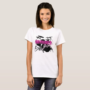 Camiseta Chica de tambores con texto divertido morado y neg