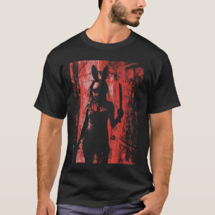 Camiseta Chica de terror máscara de conejo roja slasher gót