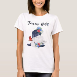 Camiseta Chica de Texas con botas de vaquero/sombrero y flo