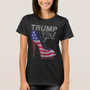 Camiseta Chica de Trump Stilettos de alto talón Bandera Ame