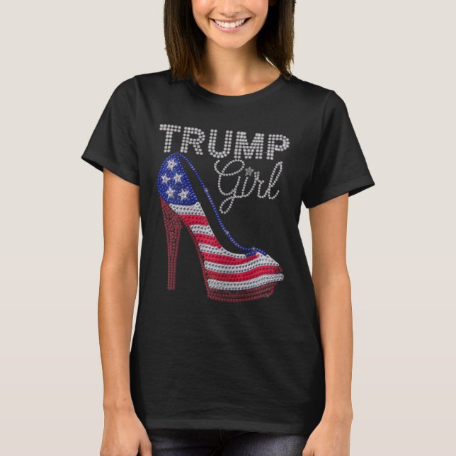 Camiseta Chica de Trump Stilettos de alto talón Bandera Ame (Anverso)