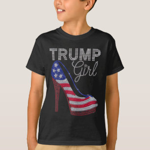 Camiseta Chica de Trump Stilettos de alto talón Bandera Ame