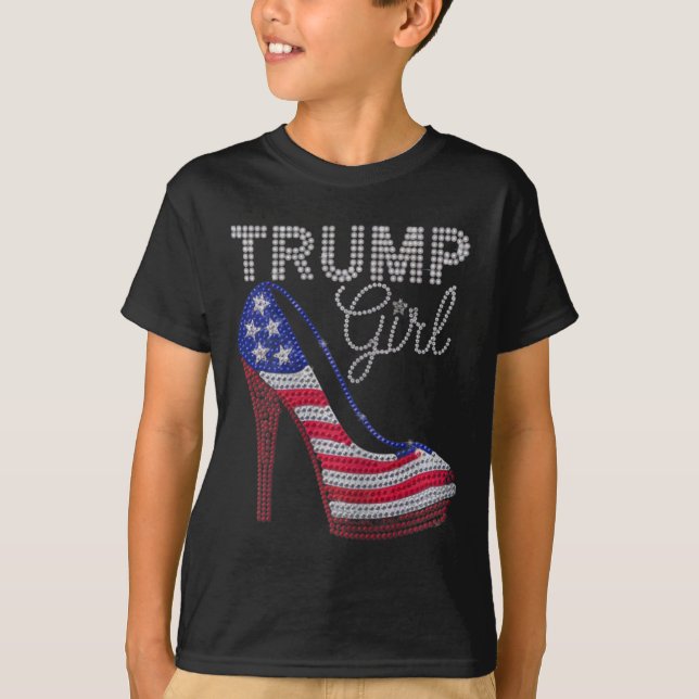 Camiseta Chica de Trump Stilettos de alto talón Bandera Ame (Anverso)