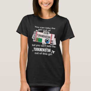 Camiseta Chica de Turkmenistán con tarjeta de embarque