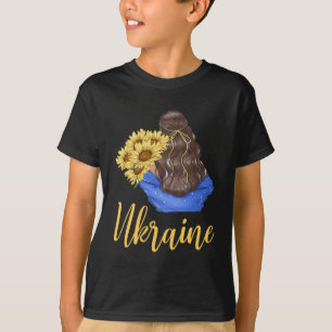 Camiseta Chica de Ucrania con girasoles colores azul amaril