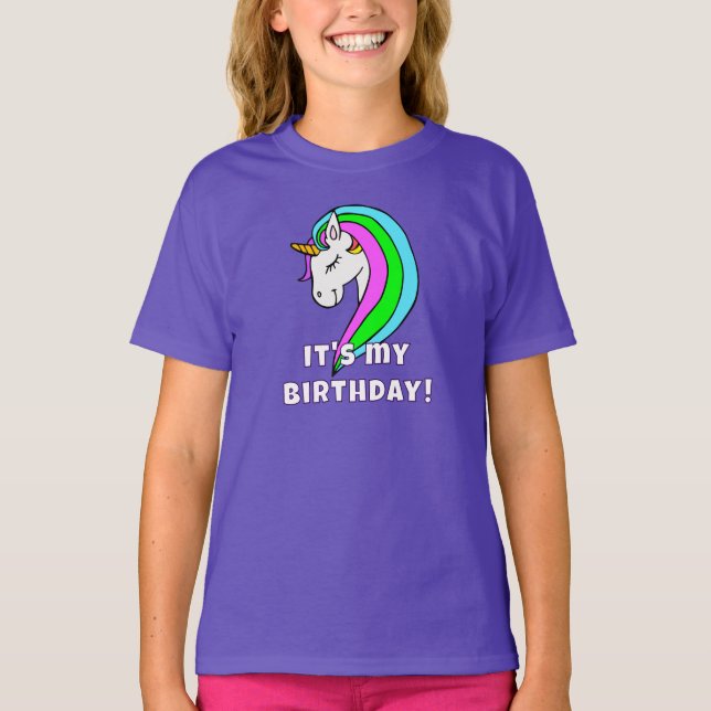 Camiseta Chica de unicornio arcoiris personalizado (Anverso)
