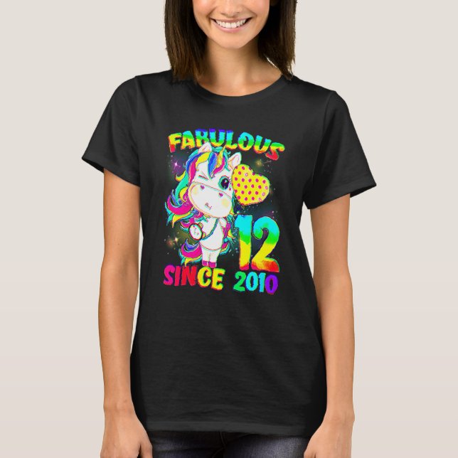 Camiseta chica de Unicornio de 12 años Fabulous S (Anverso)