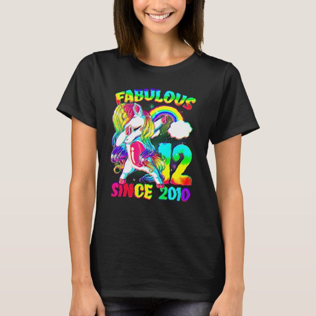 Camiseta chica de Unicornio de 12 años Fabulous S (Anverso)
