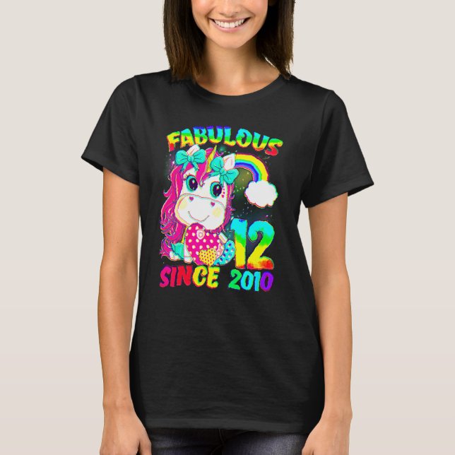 Camiseta chica de Unicornio de 12 años Fabulous S (Anverso)