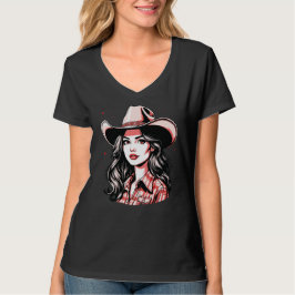 Camiseta Chica de vaca occidental - Estética de rodeo vinta