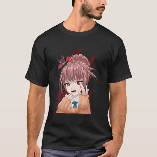 Camiseta Chica de vampiros de anime - Cute Bat - estética j (Anverso)